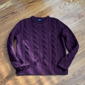 Ralph Lauren Women's Plum Cable Knit Sweater